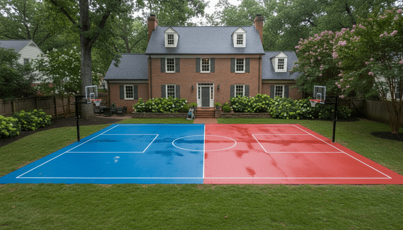 A completed sports court builder job at a house